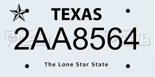 2AA8564 Texas License Plate