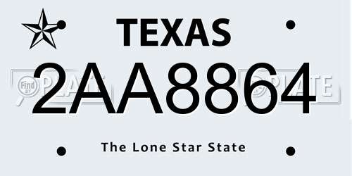 2AA8864 Texas License Plate