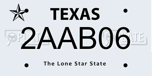 2AAB06 Texas License Plate