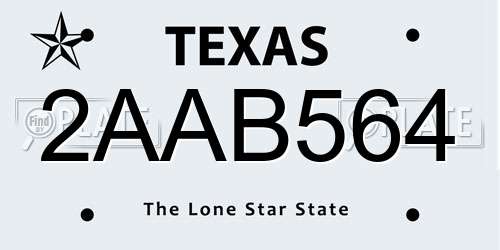 2AAB564 Texas License Plate