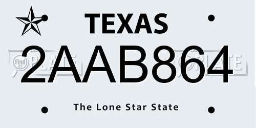 2AAB864 Texas License Plate
