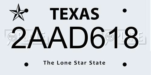 2AAD618 Texas License Plate