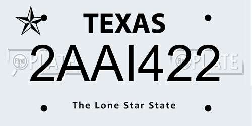 2AAI422 Texas License Plate