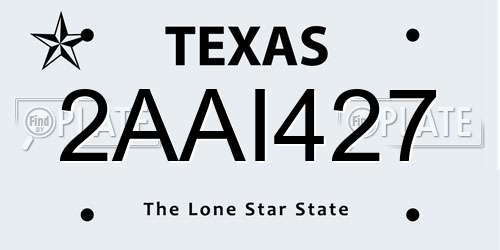 2AAI427 Texas License Plate