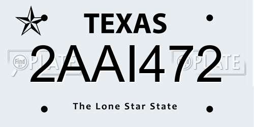 2AAI472 Texas License Plate