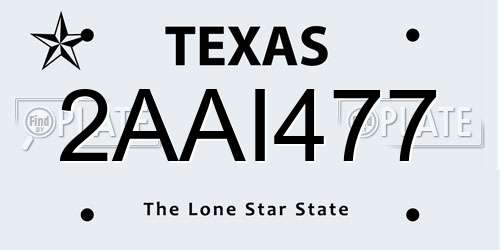 2AAI477 Texas License Plate