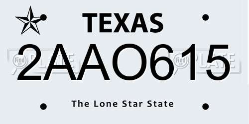 2AAO615 Texas License Plate