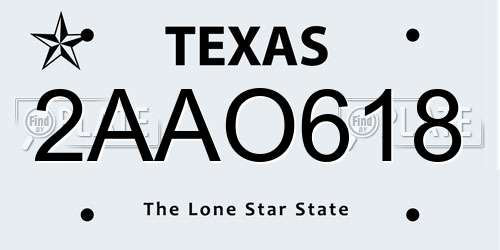 2AAO618 Texas License Plate