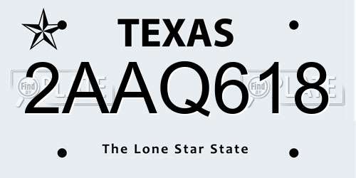 2AAQ618 Texas License Plate