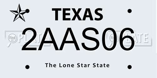 2AAS06 Texas License Plate
