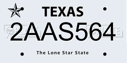 2AAS564 Texas License Plate