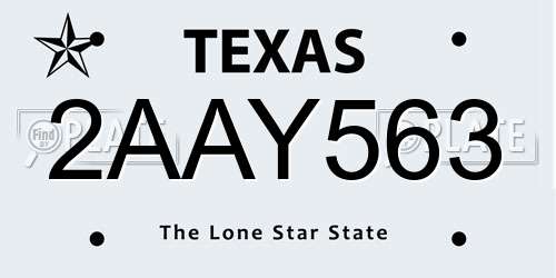 2AAY563 Texas License Plate