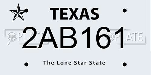 2AB161 Texas License Plate