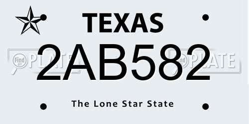 2AB582 Texas License Plate