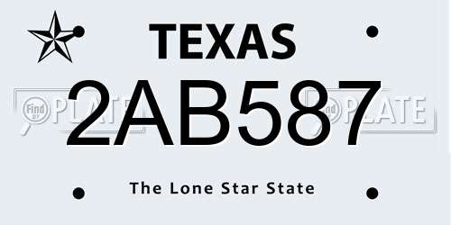 2AB587 Texas License Plate