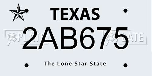 2AB675 Texas License Plate