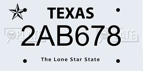 2AB678 Texas License Plate