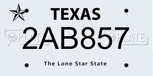 2AB857 Texas License Plate