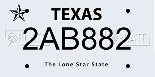 2AB882 Texas License Plate