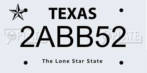 2ABB52 Texas License Plate