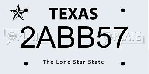 2ABB57 Texas License Plate