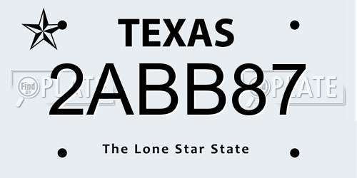 2ABB87 Texas License Plate