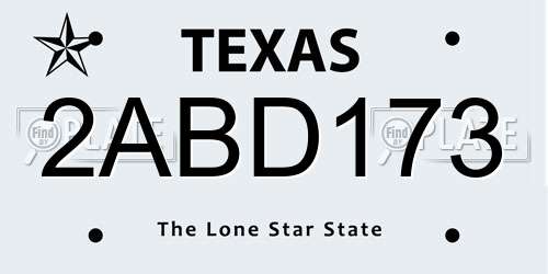 2ABD173 Texas License Plate