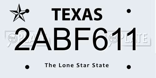 2ABF611 Texas License Plate