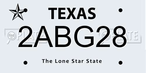 2ABG28 Texas License Plate