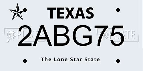 2ABG75 Texas License Plate