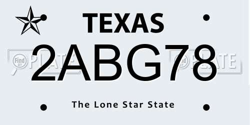 2ABG78 Texas License Plate