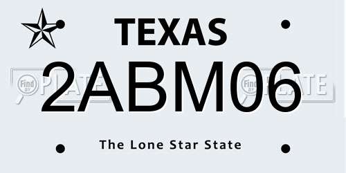 2ABM06 Texas License Plate
