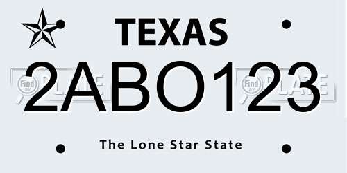 2ABO123 Texas License Plate