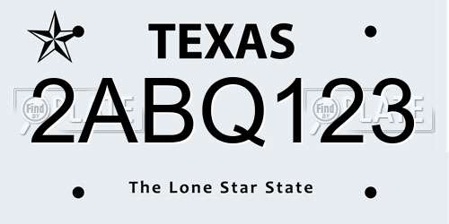 2ABQ123 Texas License Plate