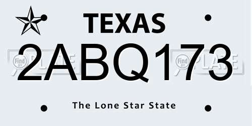 2ABQ173 Texas License Plate