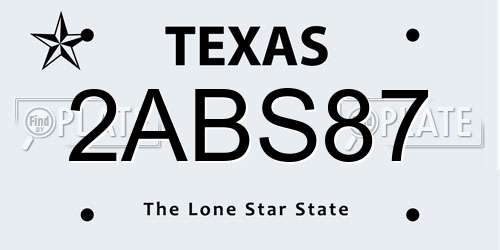 2ABS87 Texas License Plate