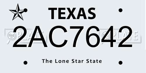 2AC7642 Texas License Plate