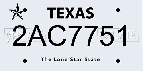 2AC7751 Texas License Plate