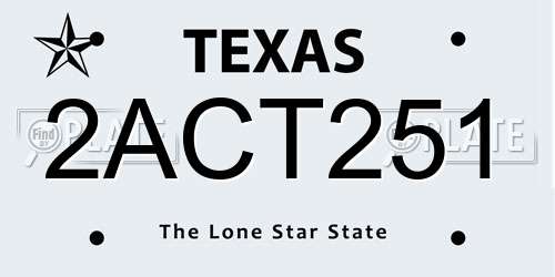 2ACT251 Texas License Plate