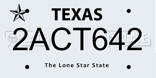 2ACT642 Texas License Plate
