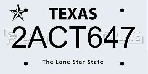 2ACT647 Texas License Plate