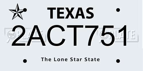 2ACT751 Texas License Plate