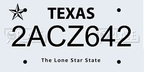 2ACZ642 Texas License Plate