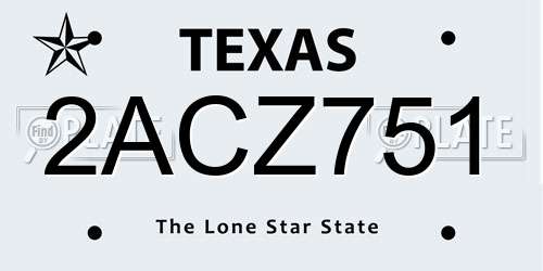 2ACZ751 Texas License Plate