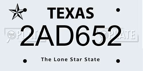 2AD652 Texas License Plate
