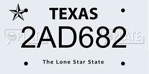 2AD682 Texas License Plate