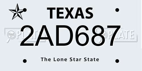 2AD687 Texas License Plate