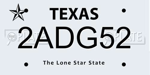 2ADG52 Texas License Plate