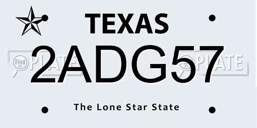 2ADG57 Texas License Plate
