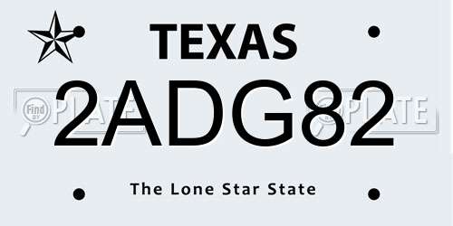 2ADG82 Texas License Plate